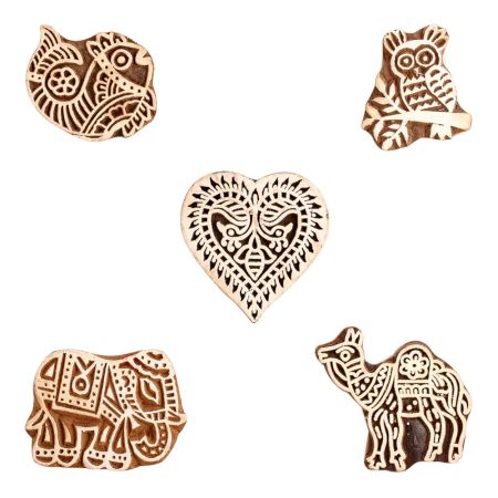 Set of 5 Piece New Mix Wooden Printing Block
